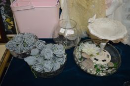 Glass Bowls and Vases Containing Artificial Flower