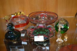 Murano Glass Dishes plus Paperweights and a Tiger