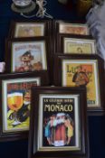 Seven Framed Reproduction Advertising Prints