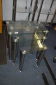 Chrome & Glass Nest of Three Tables