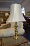 Brass Standard Lamp with Ivory Shade