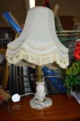 Table Lamp with Onyx Base and Cream Shade