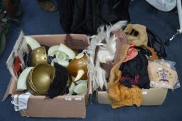 Two Boxes of Fancy Dress, Viking Helmets, Wigs, an