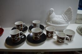 Meakings Part Tea Set and a Milk Glass Chicken Egg Holder