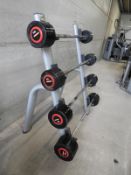 *Set of Escape Rubber Covered Barbells with Technogym Rack