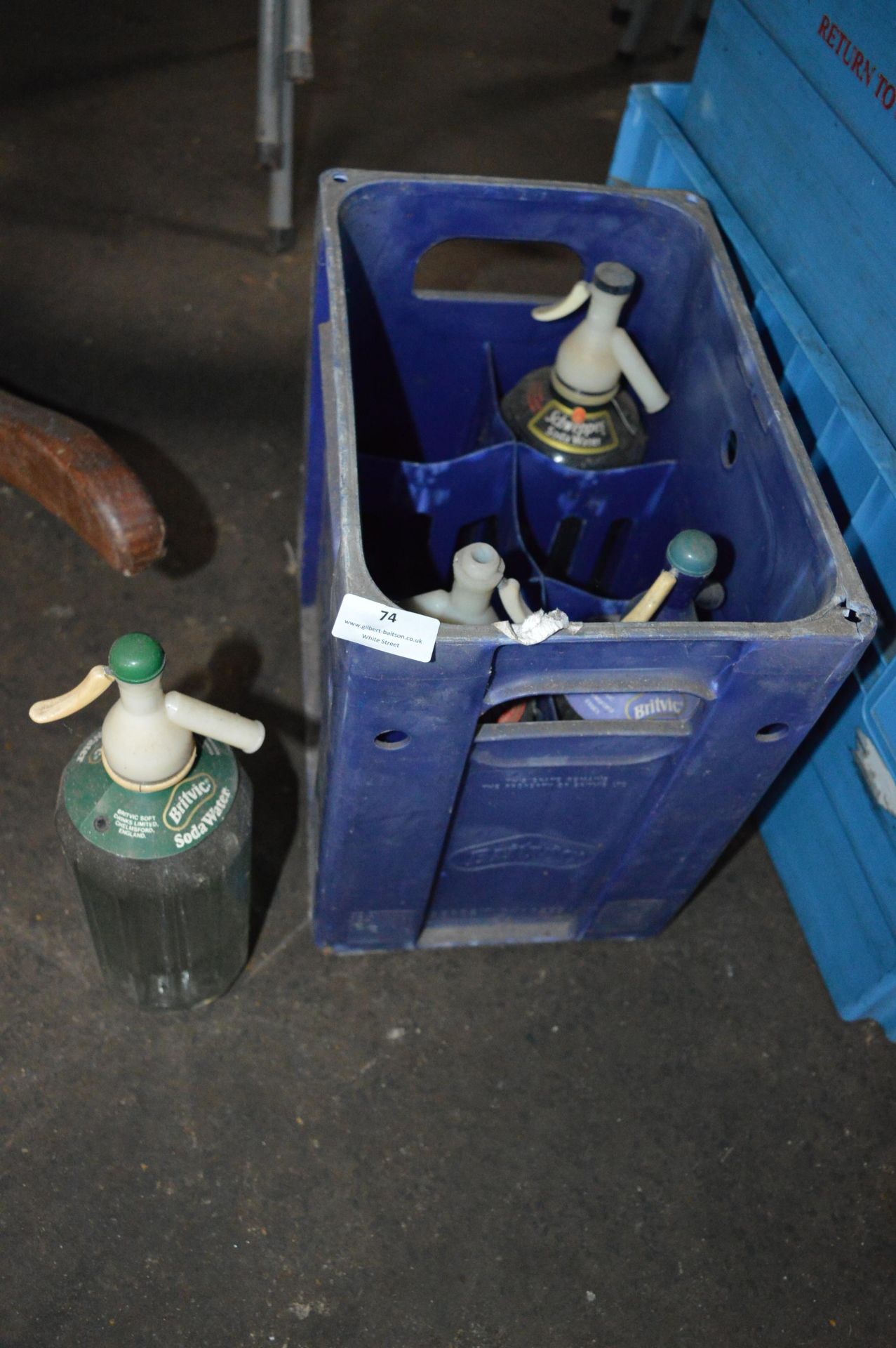 Four Soda Siphons in Crate