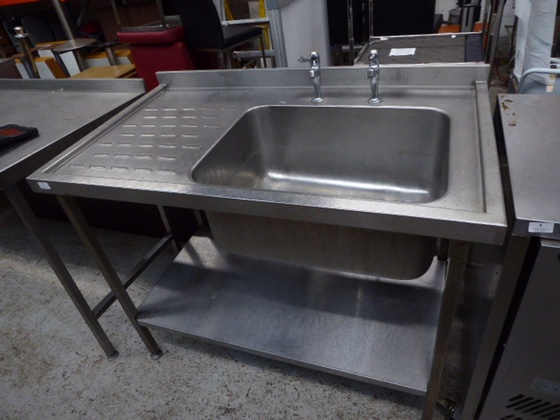 *S/S single sink with left hand drainer, taps and undershelf 1200w x 700d x 900h