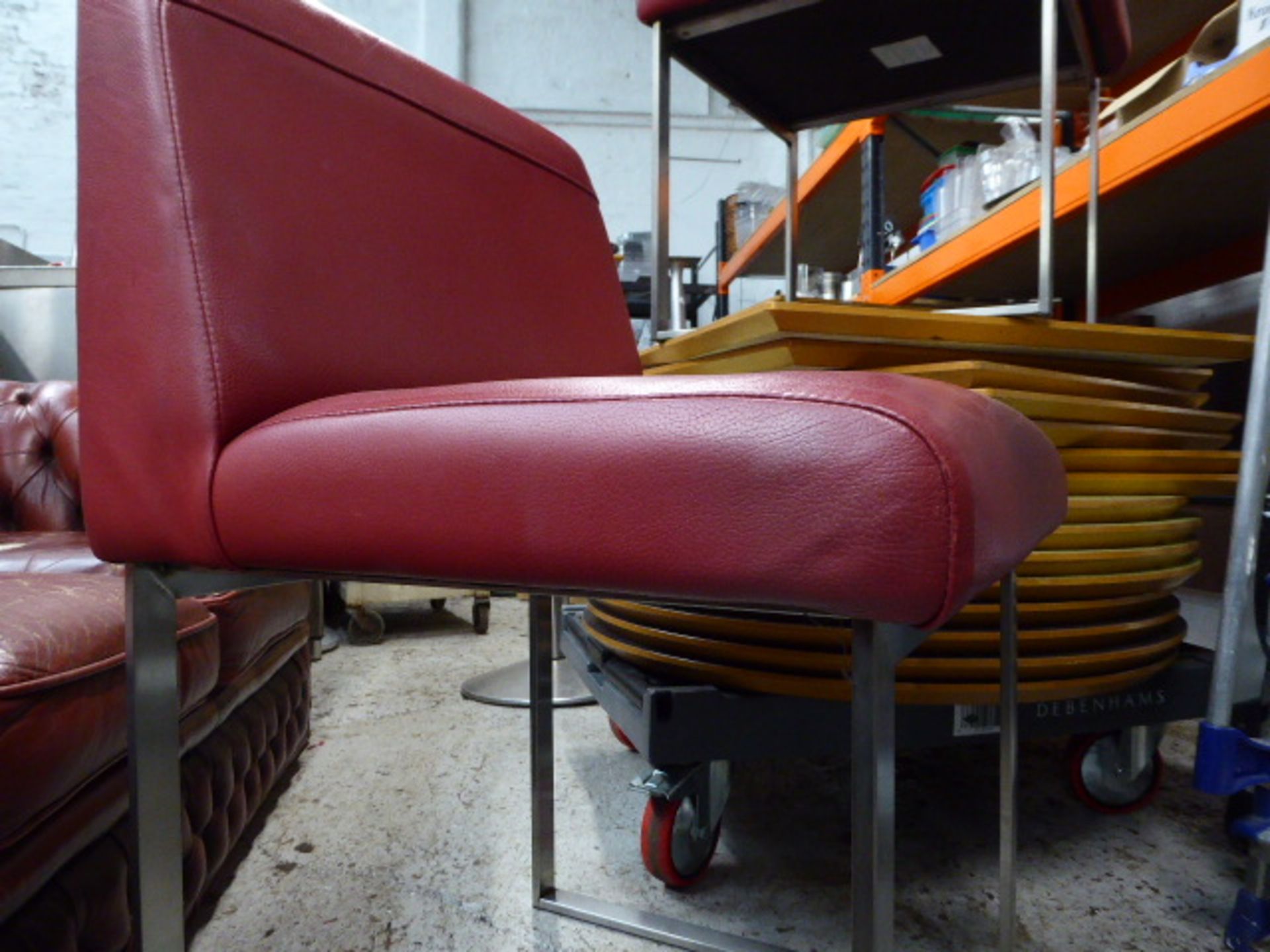 *pair of red leatherette reception chairs on stainless legs - Image 2 of 2