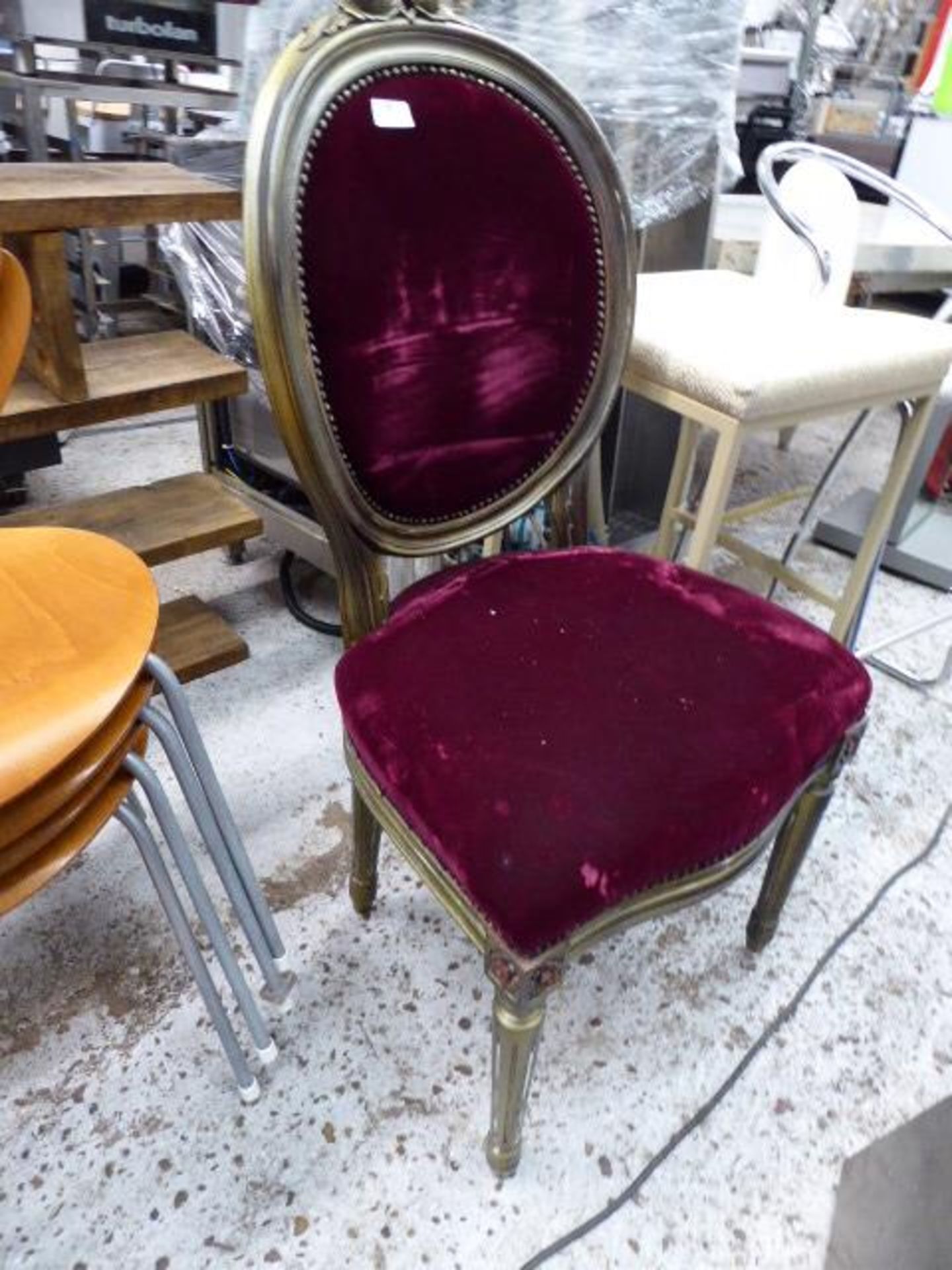 *queen anne style gold and purple velvet chair