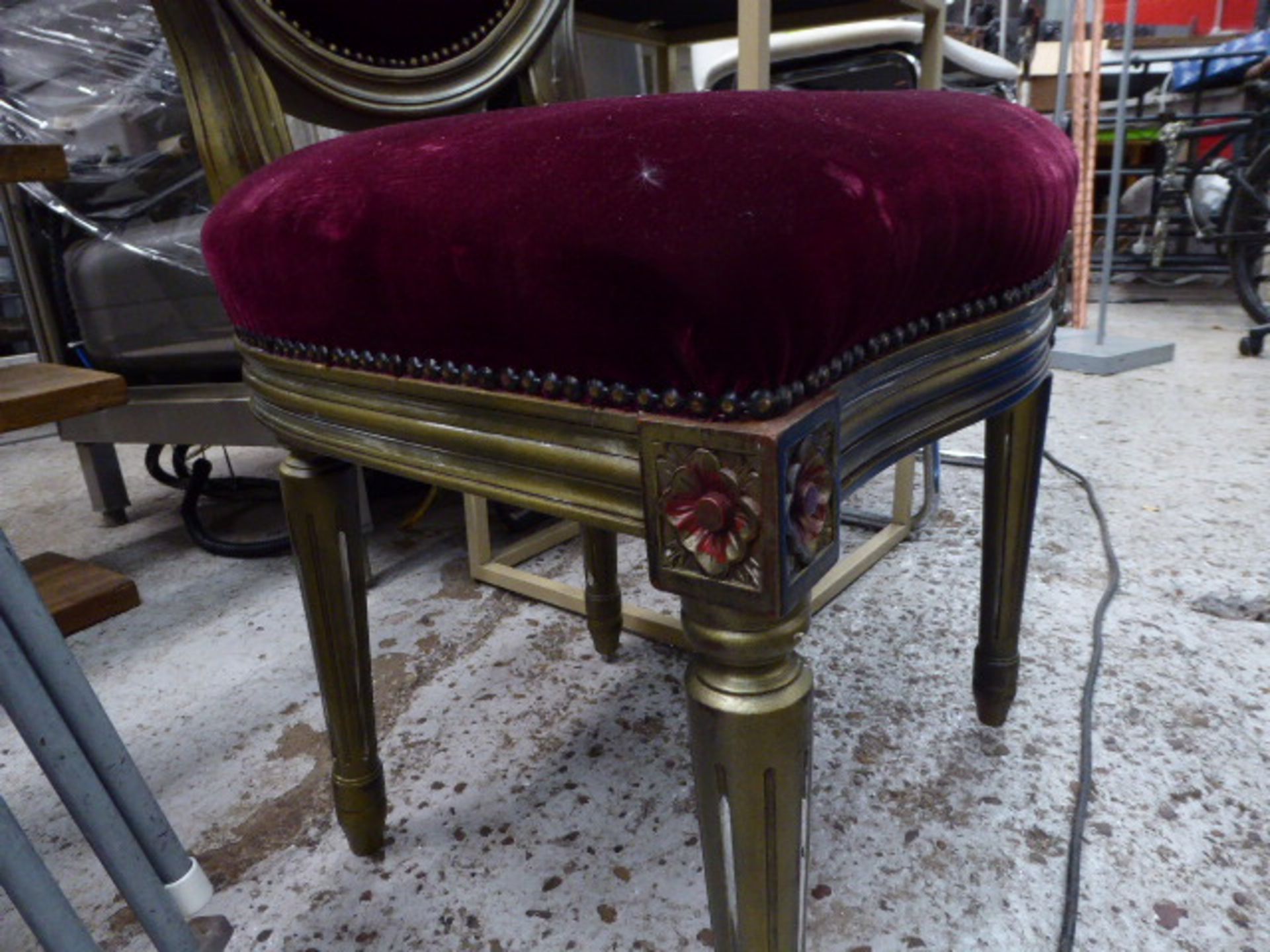 *queen anne style gold and purple velvet chair - Image 2 of 2