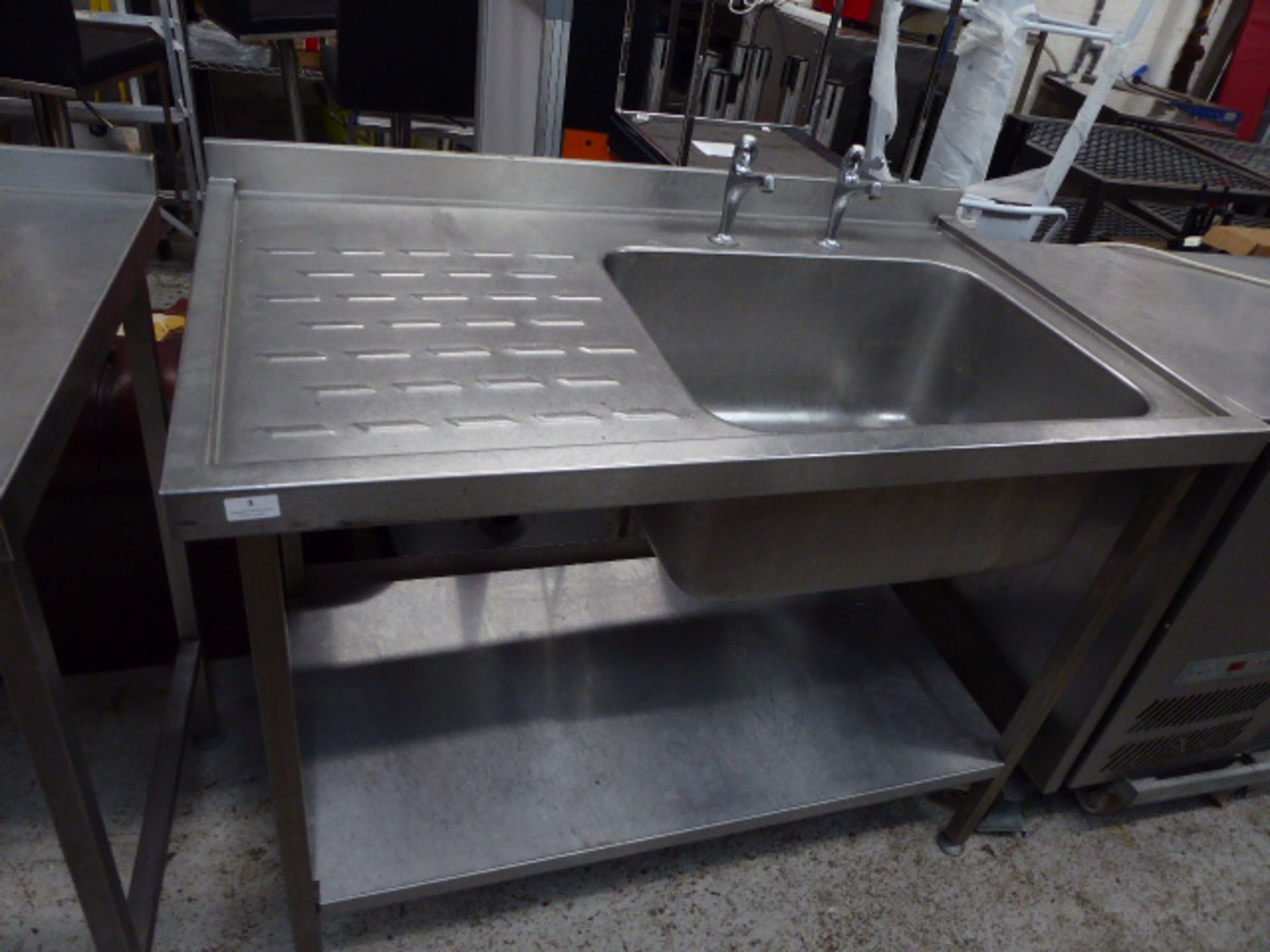 *S/S single sink with left hand drainer, taps and undershelf 1200w x 700d x 900h - Image 2 of 3