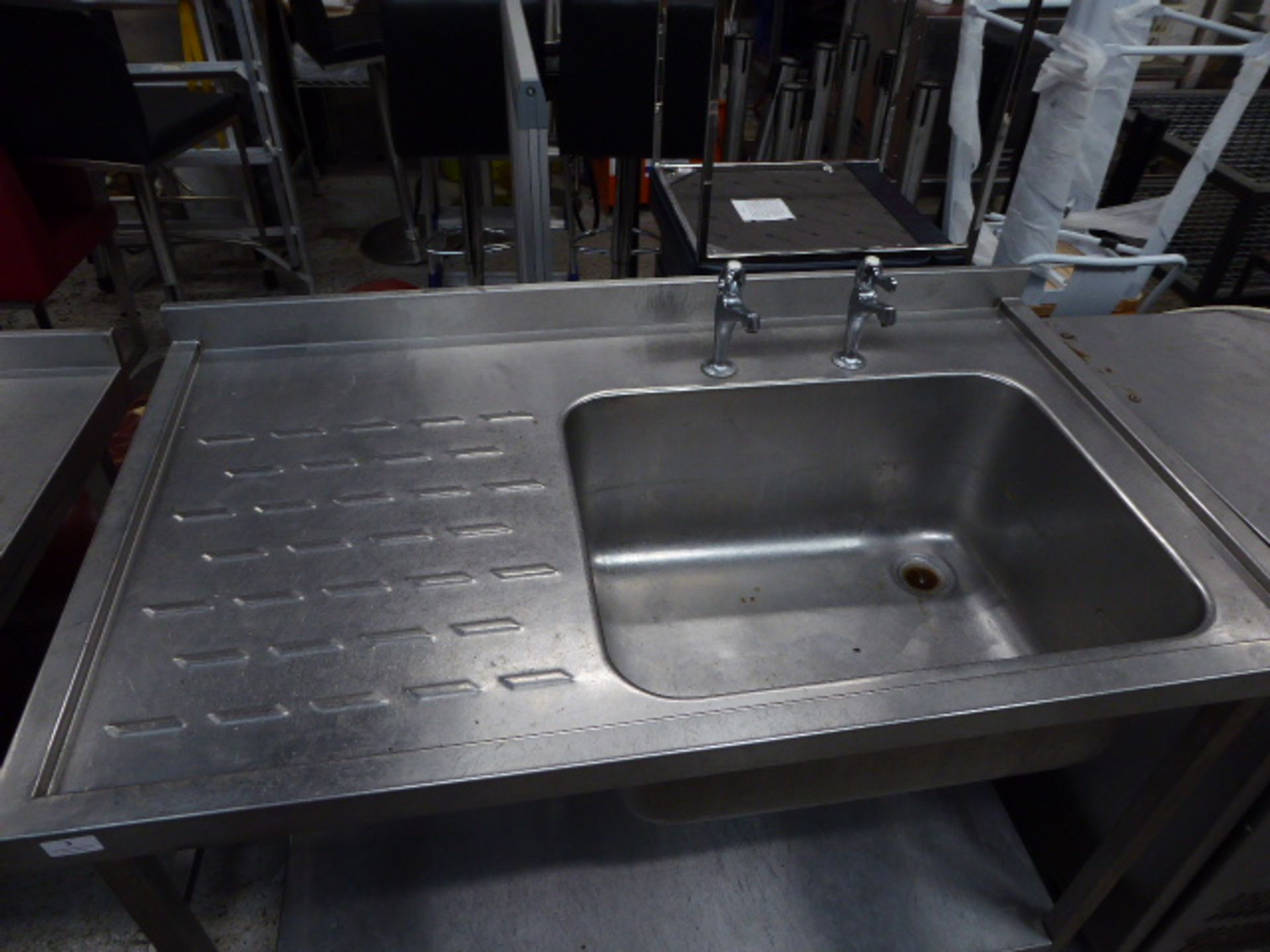 *S/S single sink with left hand drainer, taps and undershelf 1200w x 700d x 900h - Image 3 of 3