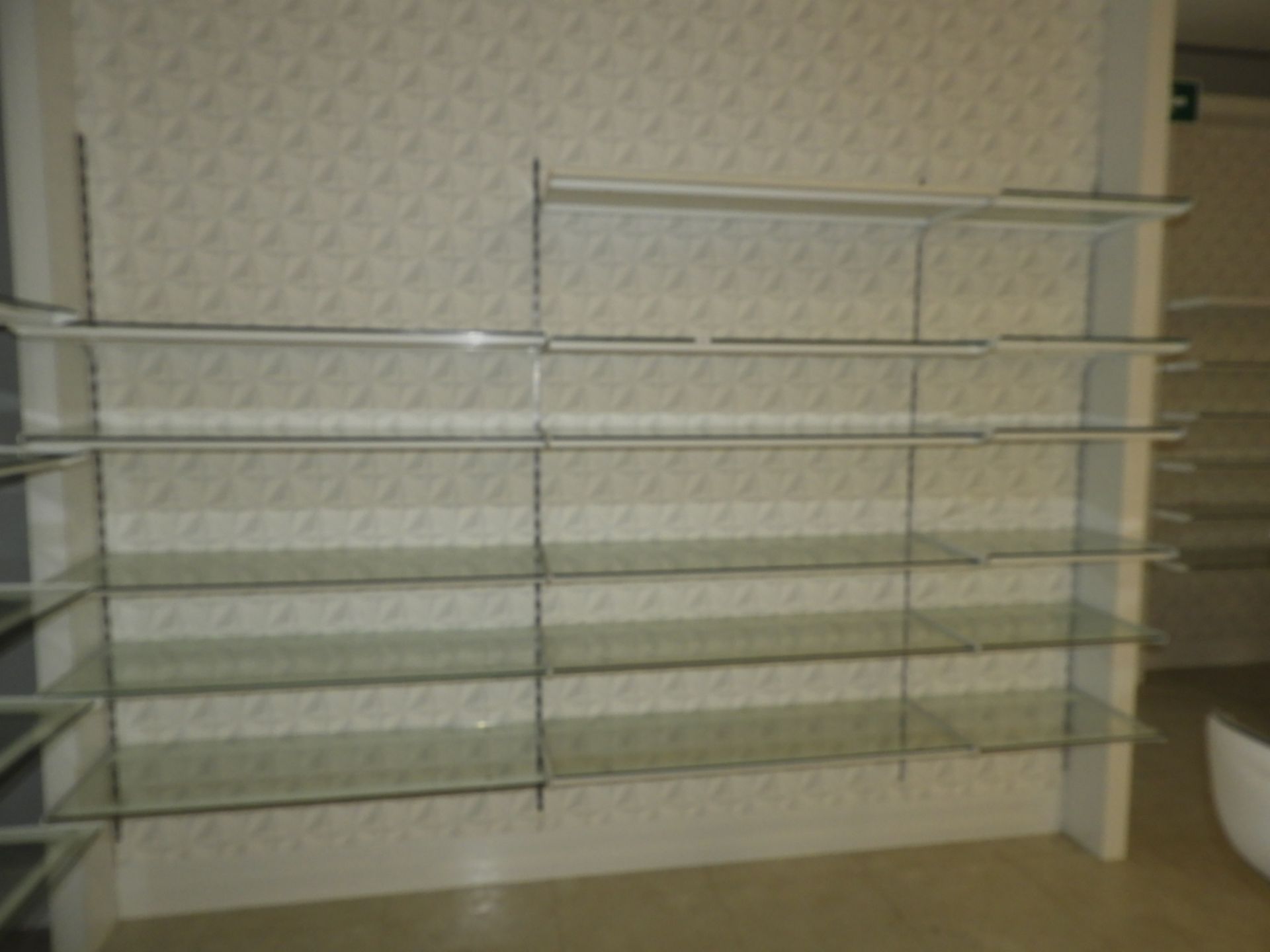 *Fifteen Plate Glass Shelves (wall boards to remai