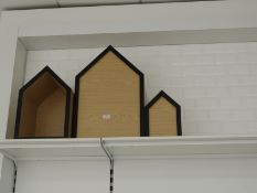 *Set of Three Graduated Wood Effect Houses
