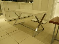 *Contemporary Limed Oak Sales Table on Chrome Fram