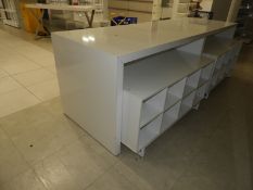 *White Formica Display Table with Pigeon Holes Ben