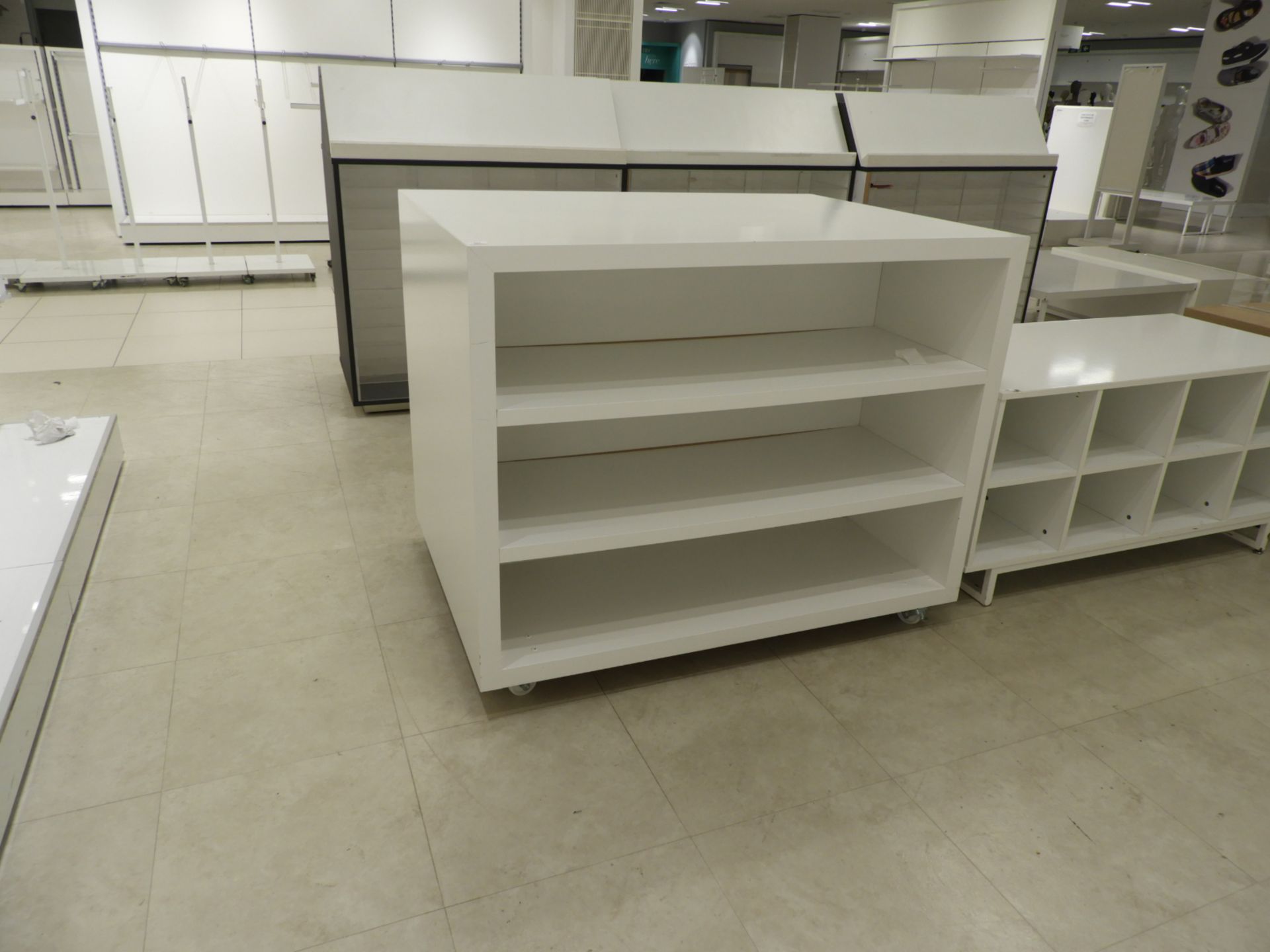 *White Sales Counter with Shelves