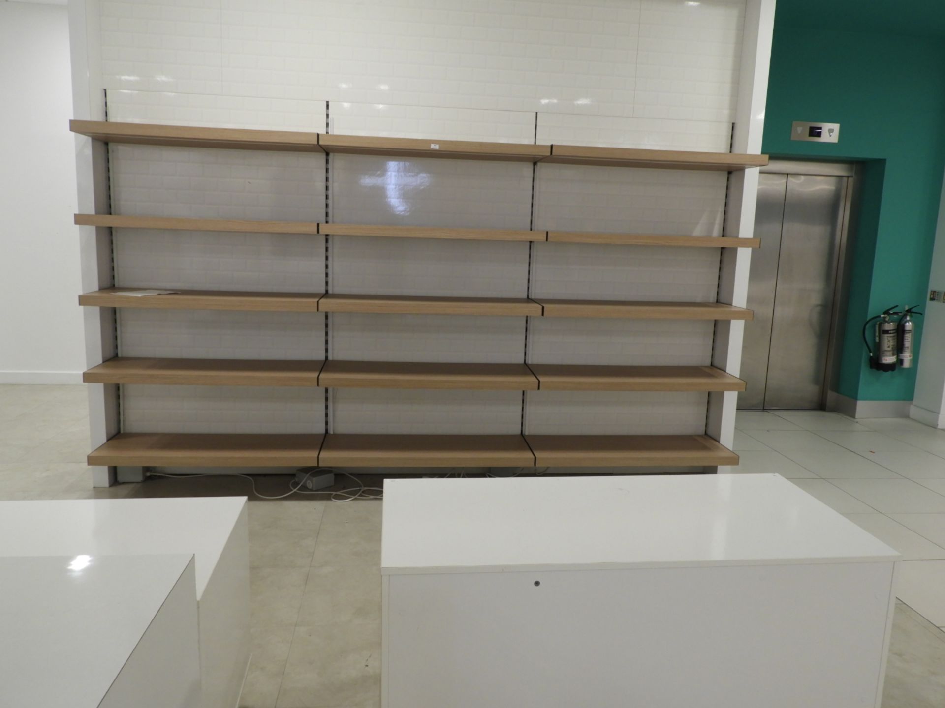 *Wall Mounted Shelving System with Wood Effect She