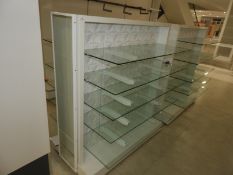 *Mobile Gondola Shelving Unit with Plate Glass She