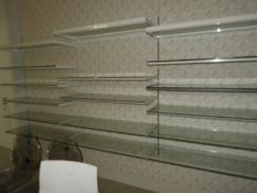 *Seventeen Wall Mounted Plate Glass Shelves (wall