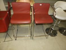 *Pair of Red Leather Chrome Framed Barstools