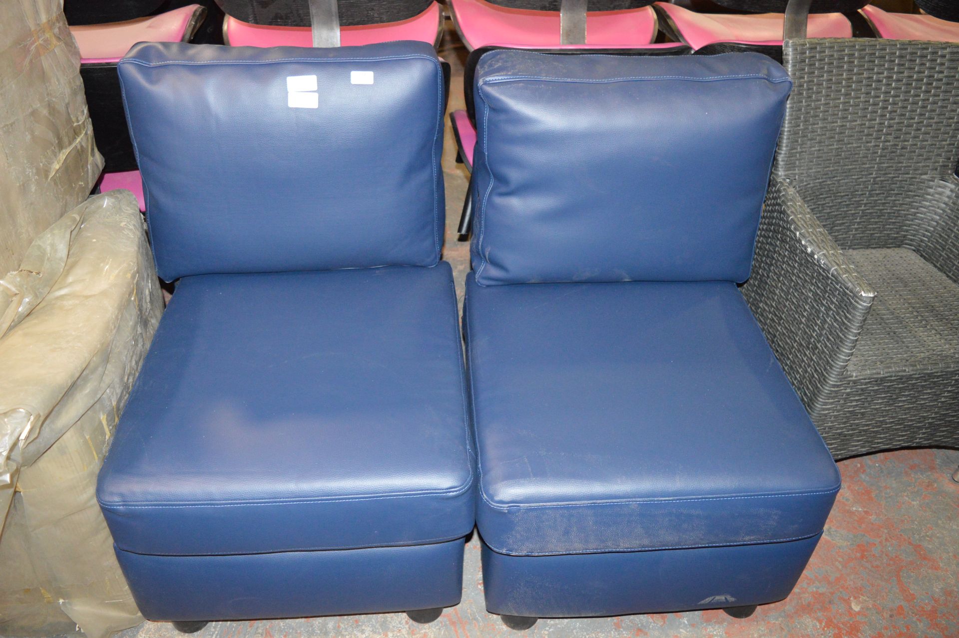 *Eight Faber Dollard Dark Navy Armless Chairs - Image 2 of 2