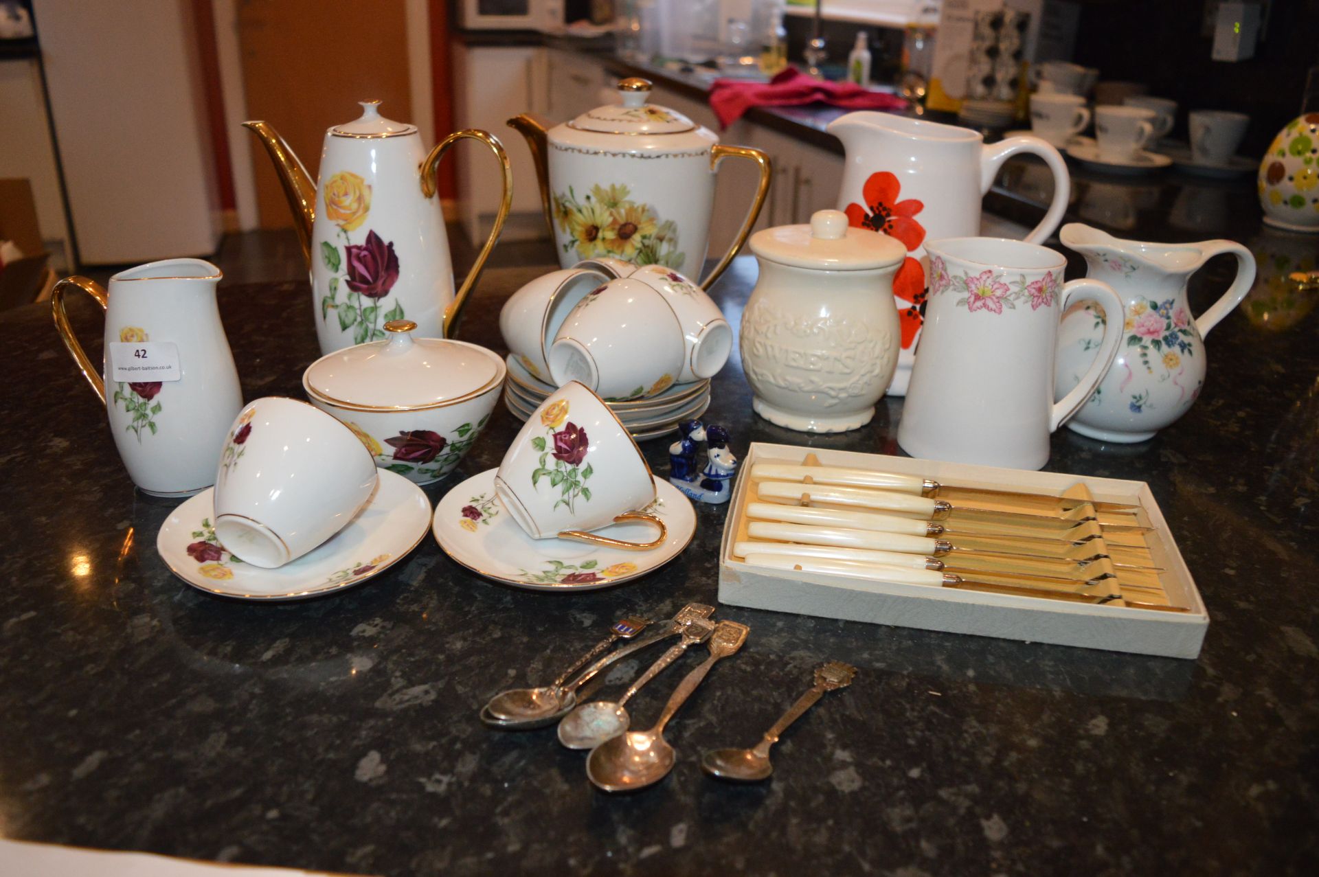 Coffee/Tea Set, Boxed Knives, Jugs, etc.