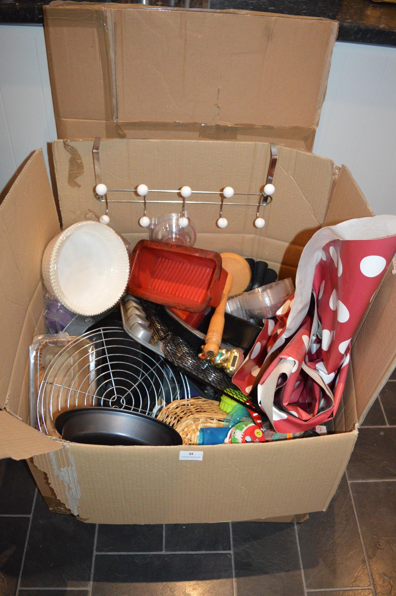 Large Box of Assorted Baking Equipment