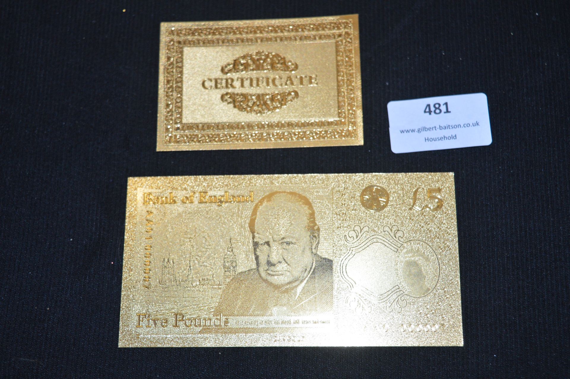 Gold Plated £5 Banknote
