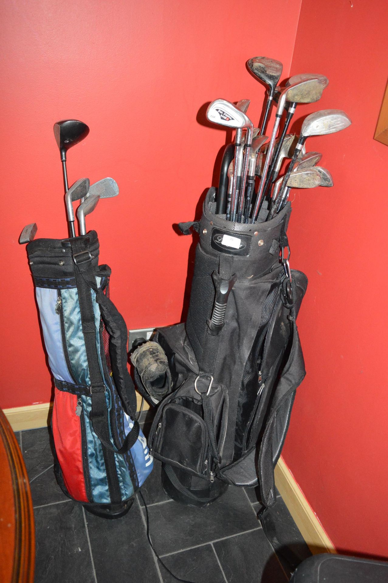 Two Golf Bags and a Quantity of Golf Clubs