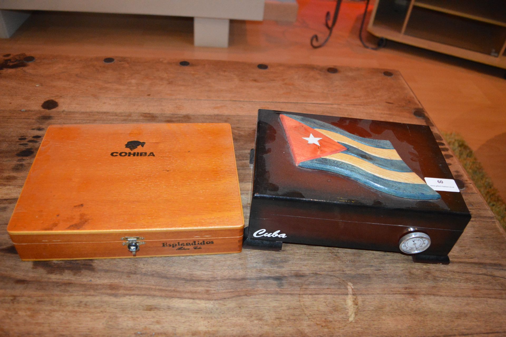 Two Cuban Cigar Boxes and Four Cigars - Image 2 of 2