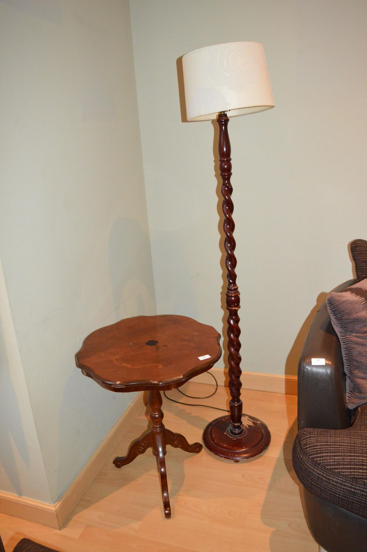 Occasional Table and a Barley Twist Standard Lamp