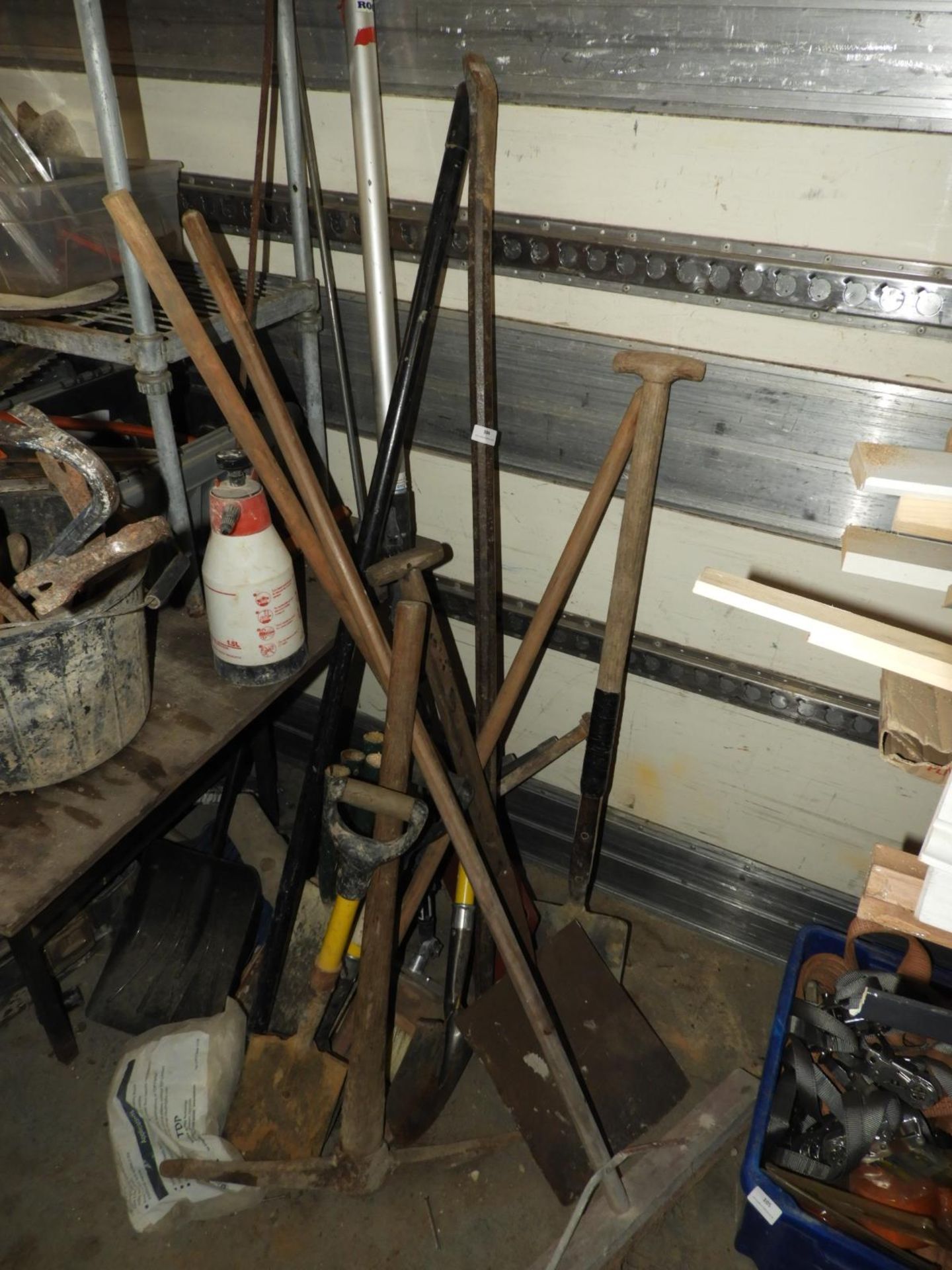 *Assorted Brushes Shovels, Spades, Crowbars, etc.