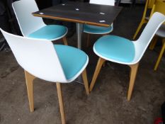 * set of table and 4 chairs - white chairs with turquoise base had and heavy-duty brushed