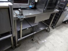 * stainless prep bench on castor's 1300 x 600 with drawer and under shelf
