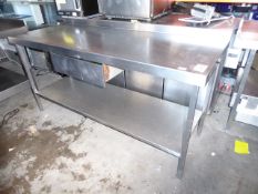 * stainless steel bench with upstand under shelf and drawer excellent quality 1700 x 650 x