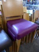 * 12 burgundy hardwood framed upholstered dining chairs
