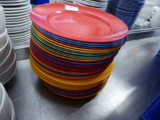 * approximately 50 kids plastic colourful plates 22 cm