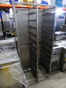 * large stainless steel sided double mobile tray clearing trolley