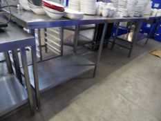 * large stainless steel prep bench 2300x 650 with undershelf to one side and large aperture for