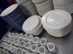 * approximately 40 no. 18cm blue rimmed side plates + approximately 30 other white side pla