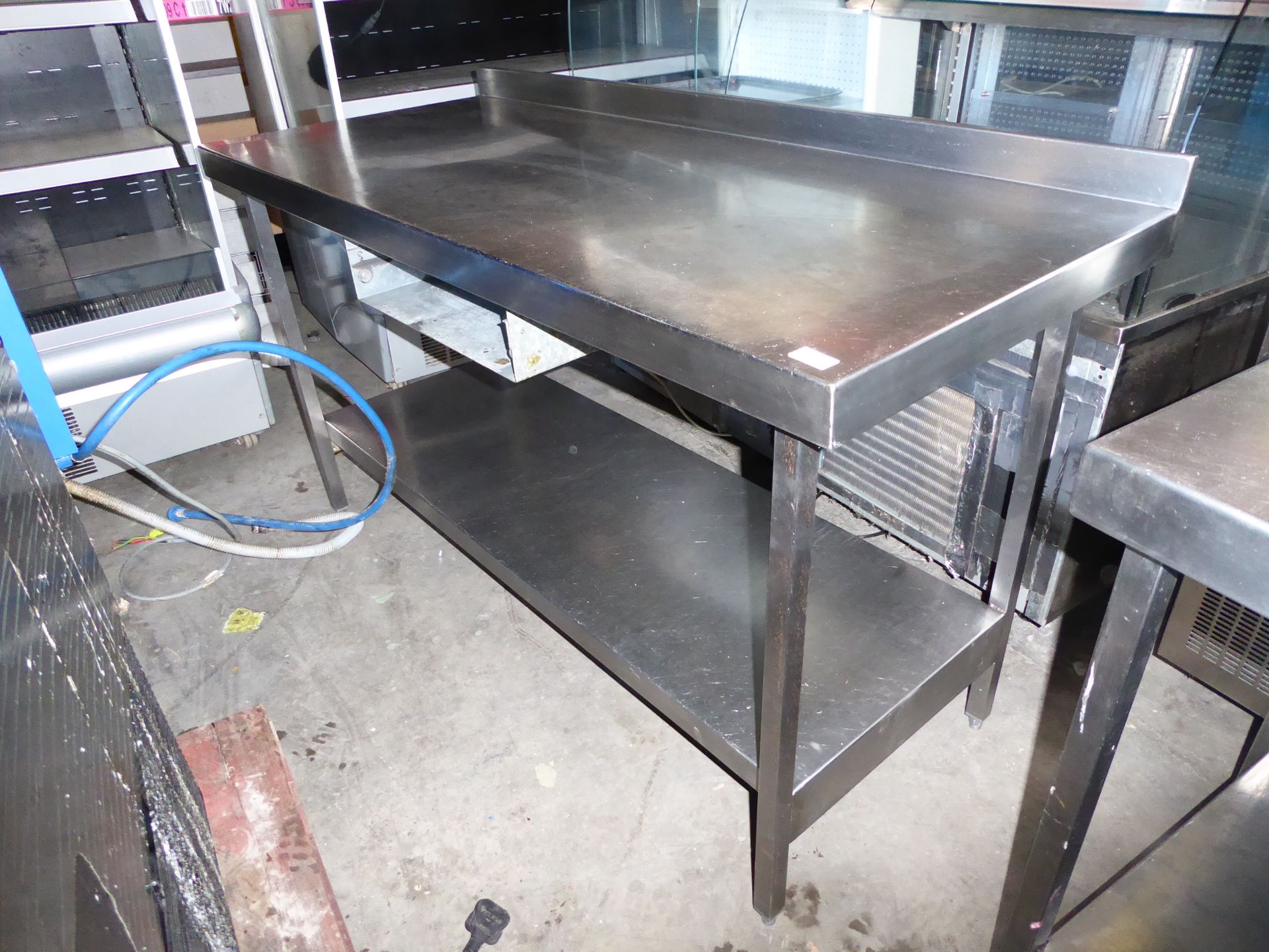 * stainless steel bench with upstand and undershelf top quality dimensions 1500 x 650 x 850