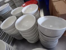 * approximately 35 white cereal bowls dessert bowls 13 cm