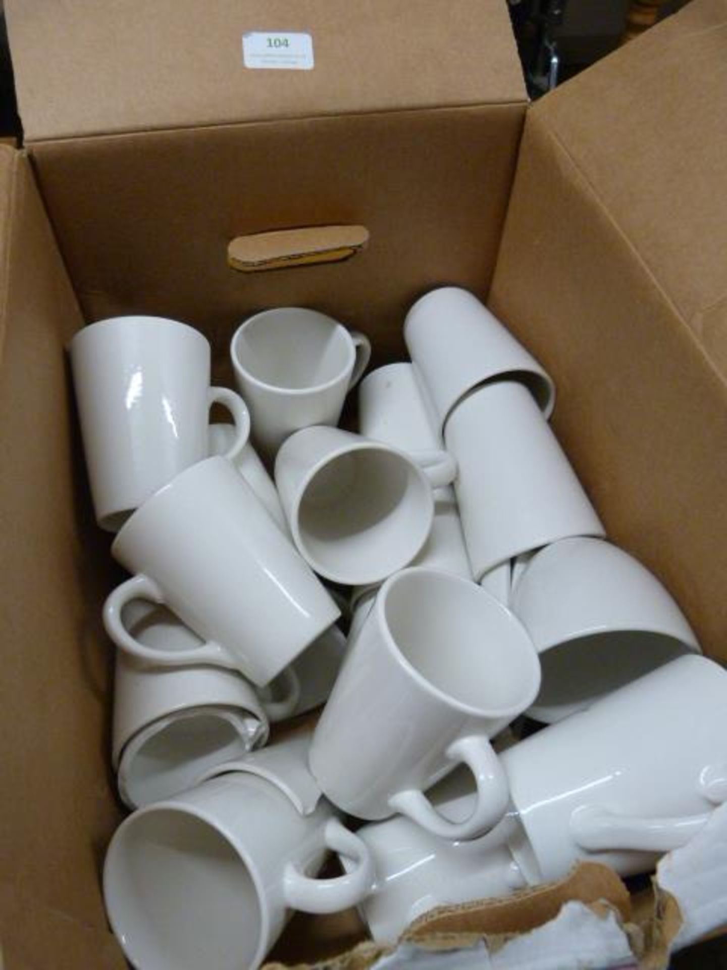 *Box of White China Mugs