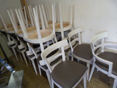 *Eighteen White Upholstered Dining Chairs with One Carver