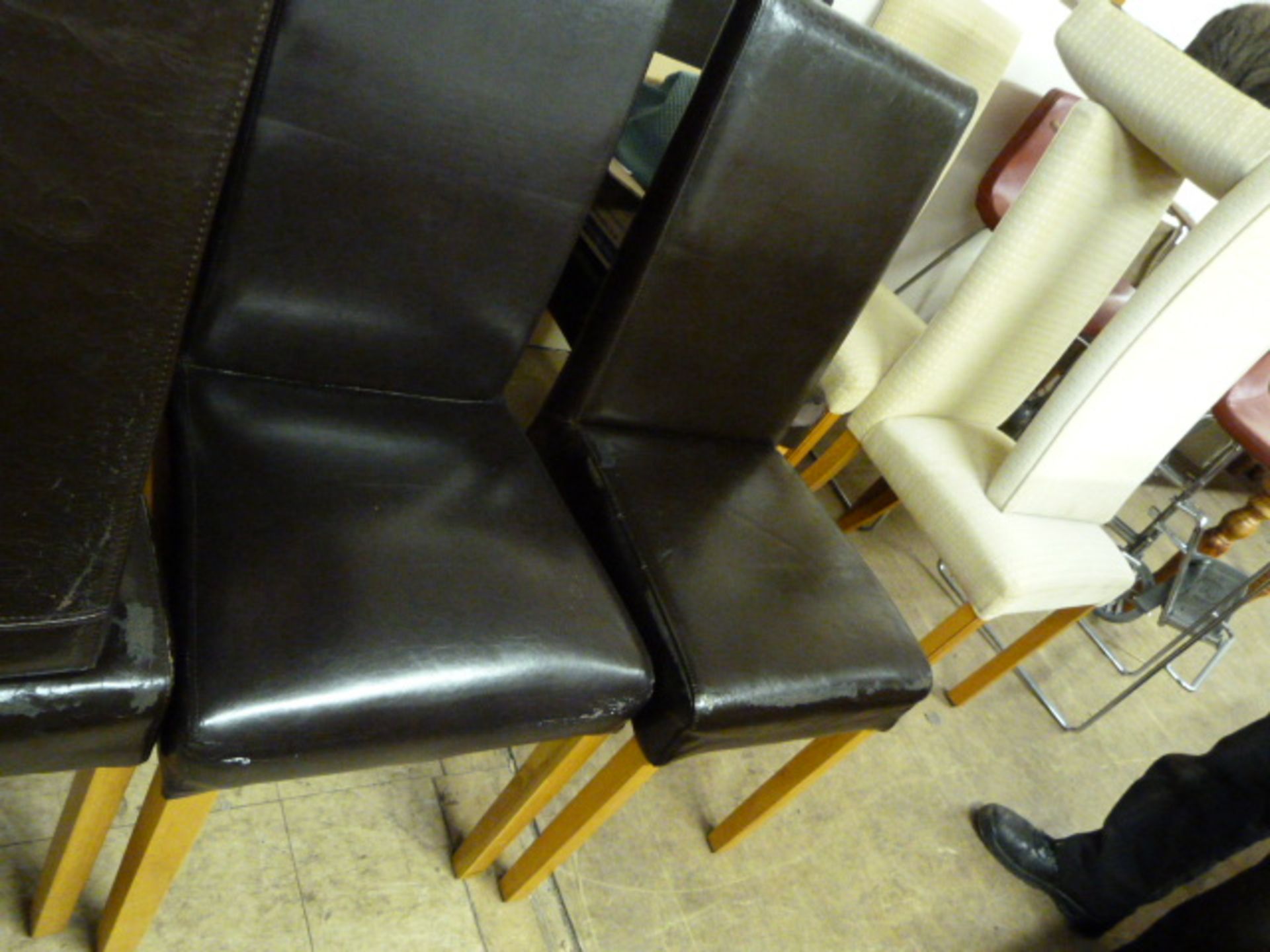 Ten Brown Leatherette Dining Chairs