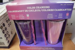 *2x Colour Changing Drinks Cups with Reusable Stra
