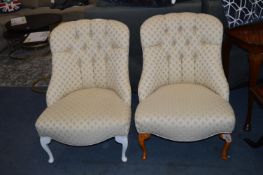 Pair of Nursing Chairs with Cream Upholstery