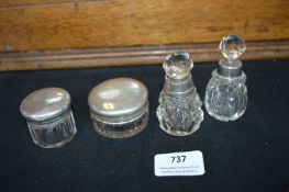 Glass Scent Bottles and Boxes with Silver Lids and