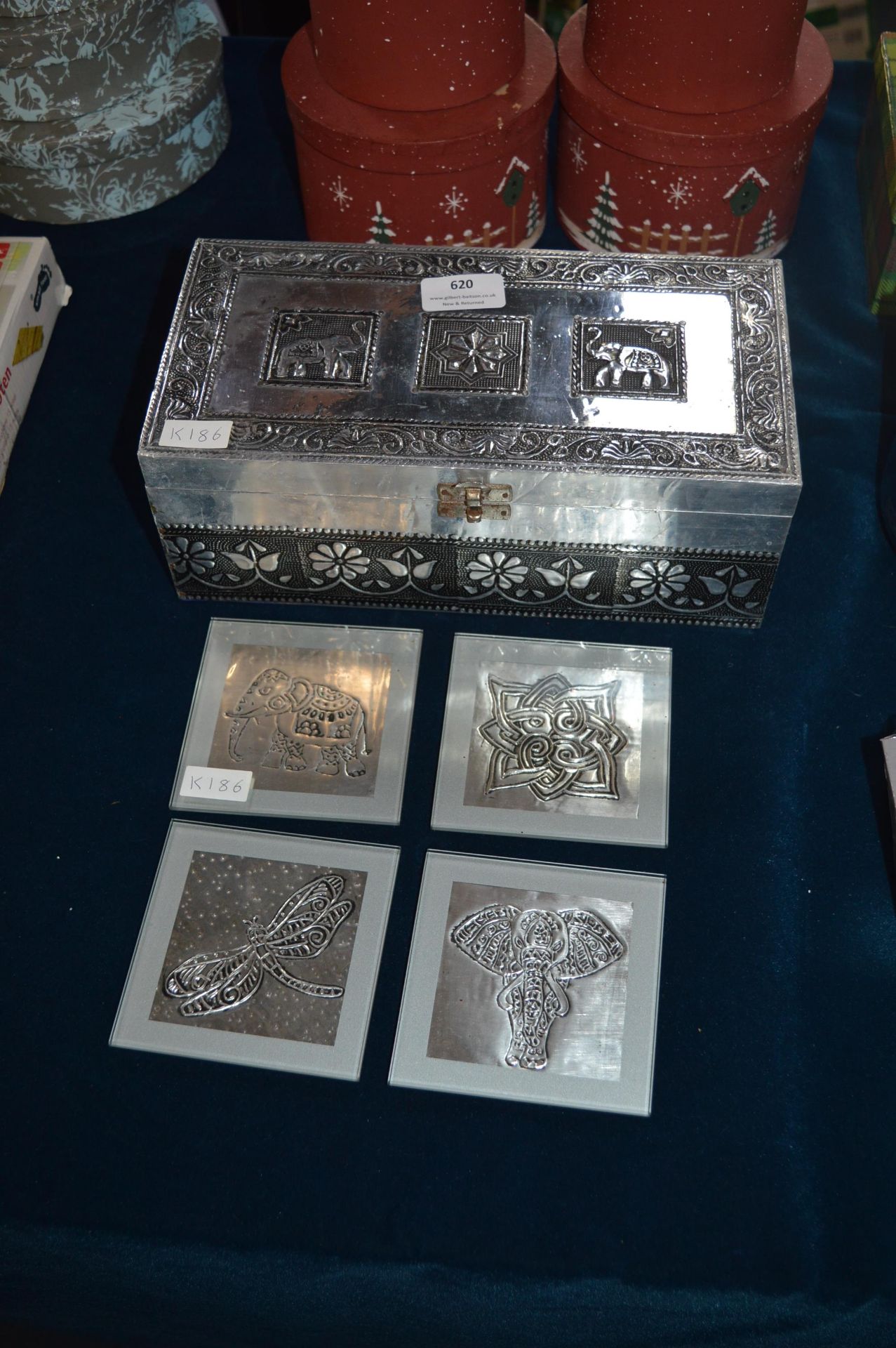 Metal Jewellery Box and Decorative Coasters